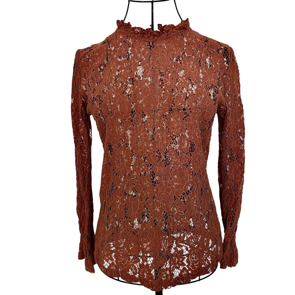 Vintage Lace Ruffled Victorian Top Blouse Back Zip Boho Regency Glam Cottage